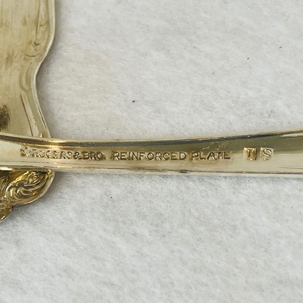 Vintage Rogers & Bro Silver Plate Serving Spoons Flowers  Set of 2 Floral 7.25in